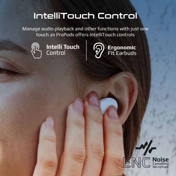 Picture of In-Ear HD Bluetooth Earbuds with Intellitouch & 400mAh Charge Case Built-in Microphne
