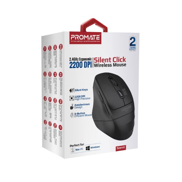Picture of Ergonomic Silent Click Wireless Mouse up to 2200 DPI. 10m Working Range. Plug & Play