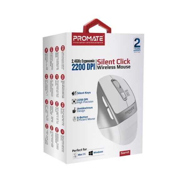 Picture of Ergonomic Silent Click Wireless Mouse up to 2200 DPI. 10m Working Range. Plug & Play