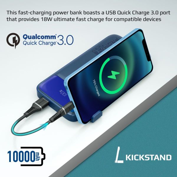 Picture of 10000mAh Super-Slim Power Bank w Smart LED Display 1 x USB-A & 1x USB-C Charging Ports