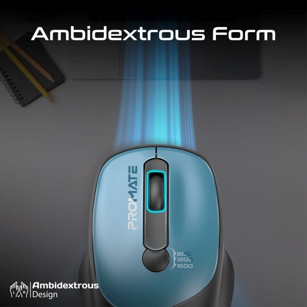 Picture of EZGrip Ambidextrous Ergonomic Wireless Mouse. 800/1200/1600Dpi Plug & Play