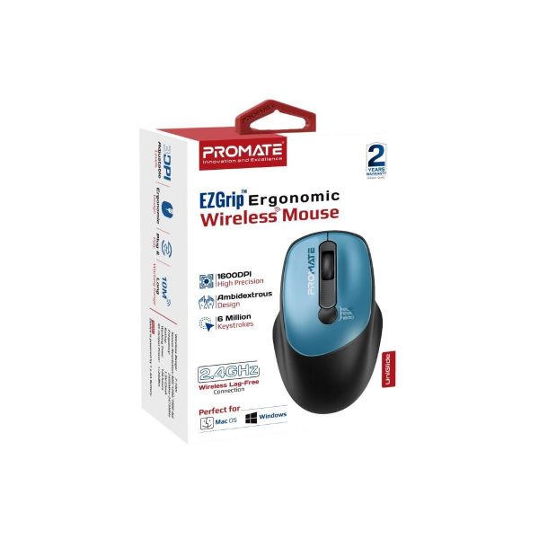 Picture of EZGrip Ambidextrous Ergonomic Wireless Mouse. 800/1200/1600Dpi Plug & Play