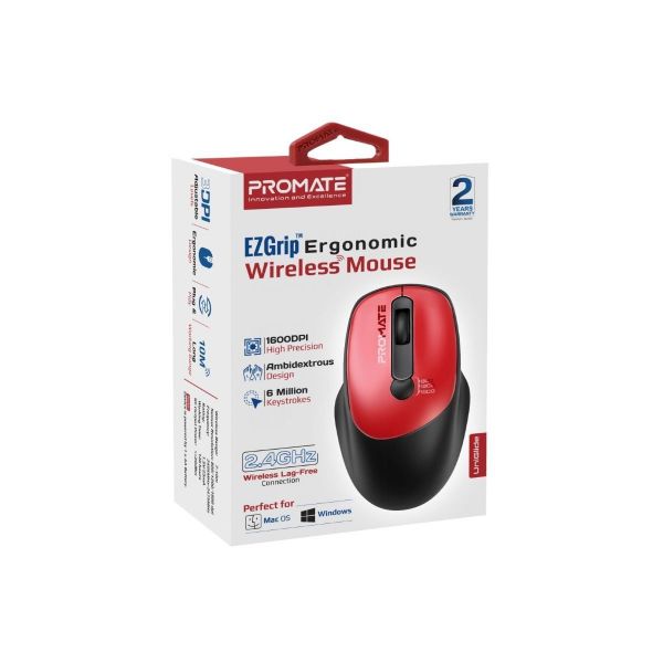 Picture of EZGrip Ambidextrous Ergonomic Wireless Mouse. 800/1200/1600Dpi Plug & Play