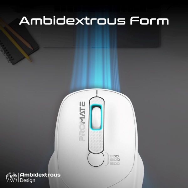 Picture of EZGrip Ambidextrous Ergonomic Wireless Mouse White