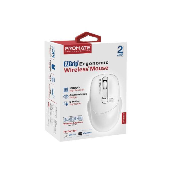 Picture of EZGrip Ambidextrous Ergonomic Wireless Mouse White