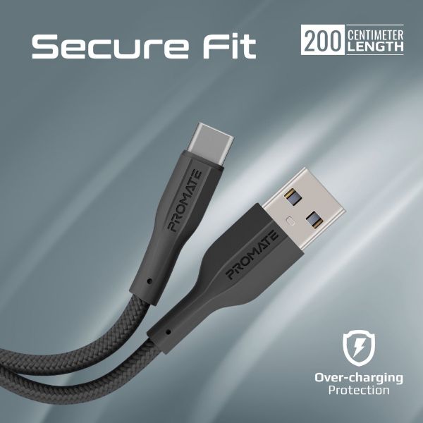 Picture of 2M USB-A to USB-C Super Flexible Cable. Supports 2A Charging & 480Mbps Data