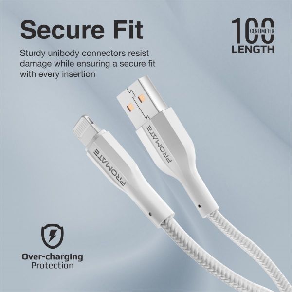 Picture of 1M USB-A to Lightning Connector Super Flexible Cable 2A Charging & 480Mbps Data