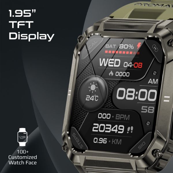 Picture of IP67 Shock-Resist Smart Watch w/ Fitness Tracker & Bluetooth Calling. Large 1.95'