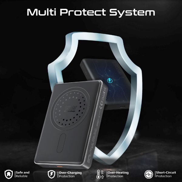 Picture of 10000mAh UltraSlim Wireless Charging 15W MagSafe 20WPD USB-C In/Out Port Smart