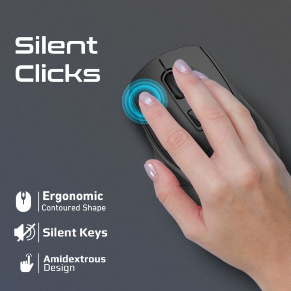 Picture of Ergonomic Silent Click Wireless Mouse up to 2200 DPI. 10m Working Range. Plug & Play