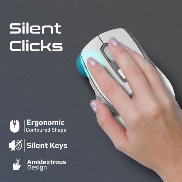 Picture of Ergonomic Silent Click Wireless Mouse up to 2200 DPI. 10m Working Range. Plug & Play