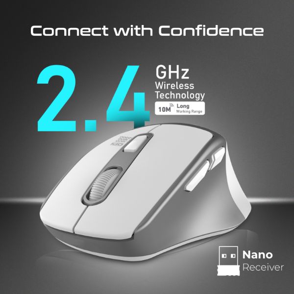 Picture of Ergonomic Silent Click Wireless Mouse up to 2200 DPI. 10m Working Range. Plug & Play