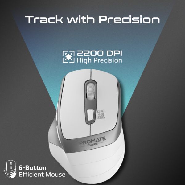Picture of Ergonomic Silent Click Wireless Mouse up to 2200 DPI. 10m Working Range. Plug & Play