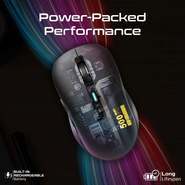 Picture of Rechargeable Wireless Mouse w/ BT & RF Connectivity. 800/1200/1600Dpi. Built-in 500
