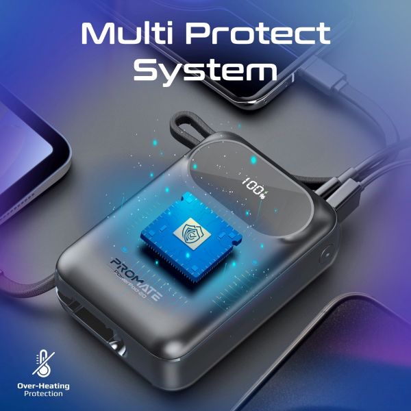 Picture of 20000mAh Ultra Compact 35W SuperSpeed Power Bank Built-in USB-C & Lightning Cables. 35W