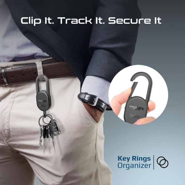 Picture of Smart Carabiner Keychain with Apple Find my Location. Rechargable Battery Precise