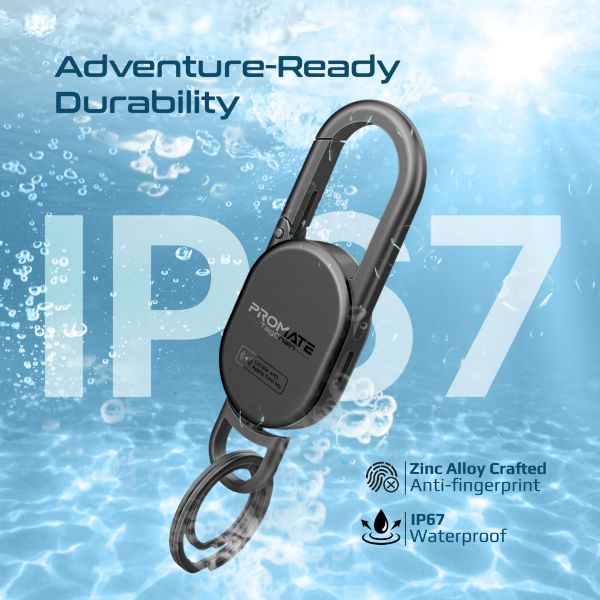 Picture of Smart Carabiner Keychain with Apple Find my Location. Rechargable Battery Precise