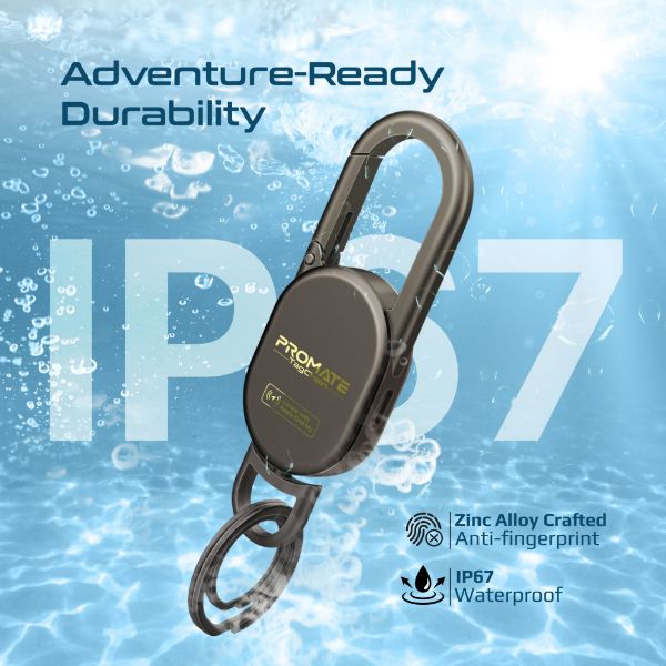 Picture of Smart Carabiner Keychain with Apple Find my Location. Rechargable Battery Precise