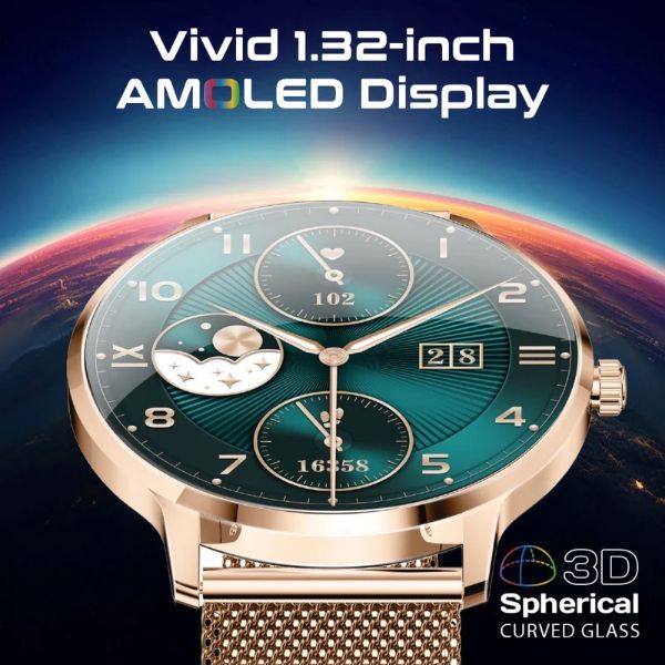 Picture of IP68 Smartwatch with 1.32'' Curved AMOLED Display & BT Cal Fitness Tracker Pedometer Bloo