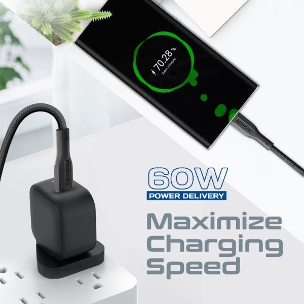 Picture of 2m 60W USB-C to USB-C Super Flexible Cable 3A/20V Supports 3A/20V Charging & 480