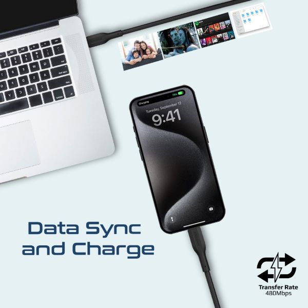 Picture of 3-Piece 60W PW USB-C Cable Kit. Includes 0.3M 1.2M Lenghts. Data & Charge Support