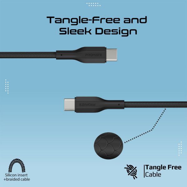 Picture of 3-Piece 60W PW USB-C Cable Kit. Includes 0.3M 1.2M Lenghts. Data & Charge Support