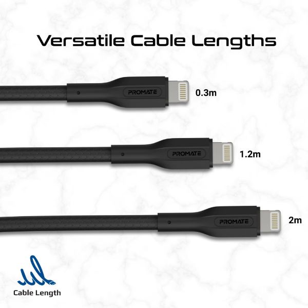 Picture of 3-Piece 60W PW USB-C to Lightning Cable Kit Includes 0.3M 1.2M & 2M