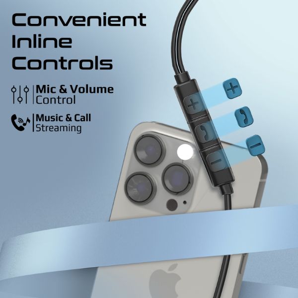 Picture of In-Ear Ergonomic USB-C Wired ENC Stereo Earphones. In-line Microphone & Volume