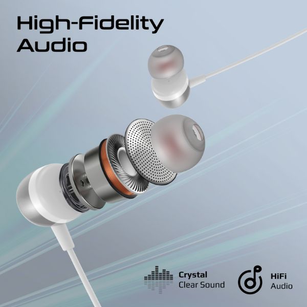 Picture of In-Ear Ergonomic USB-C Wired ENC Stereo Earphones. In-line Microphone & Volume