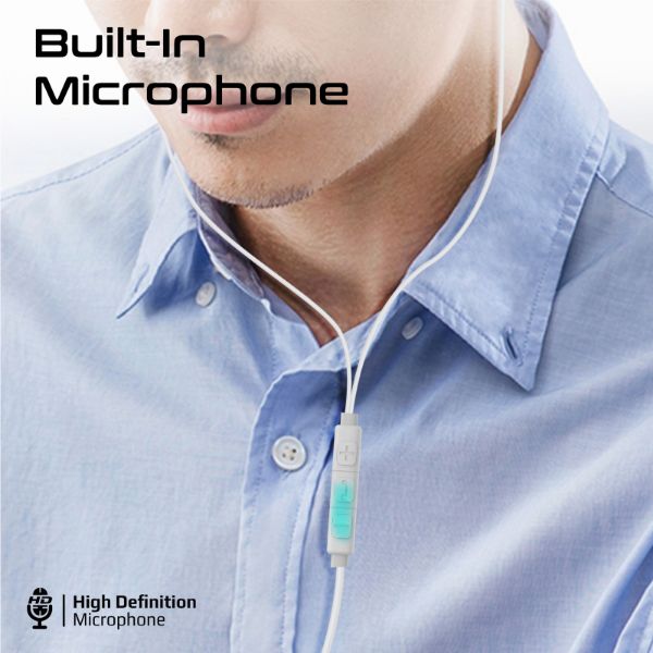 Picture of In-Ear Ergonomic USB-C Wired ENC Stereo Earphones. In-line Microphone & Volume