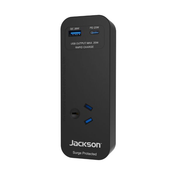 Picture of 1 Way Surge Protected Powerboard 2x 20W PD USB-A/C Fast Charge Ports