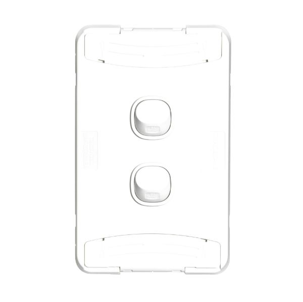 Picture of Sleek 16A 2-Way Vertical 2 Gang Switch Moulded in Flame Resistant Polycarbonate. Fade