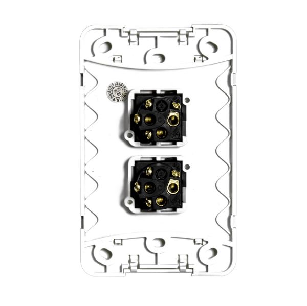 Picture of Sleek 16A 2-Way Vertical 2 Gang Switch Moulded in Flame Resistant Polycarbonate. Fade