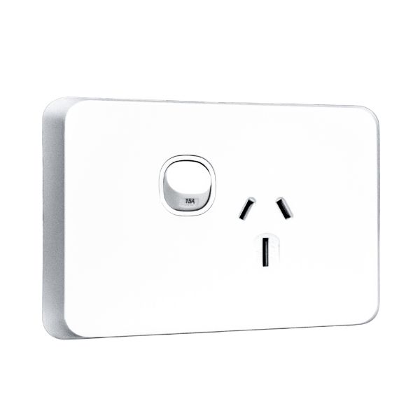 Picture of Sleek Single 15A Horizont Power Point. Removable Cover. Moulded in Flame Resistant