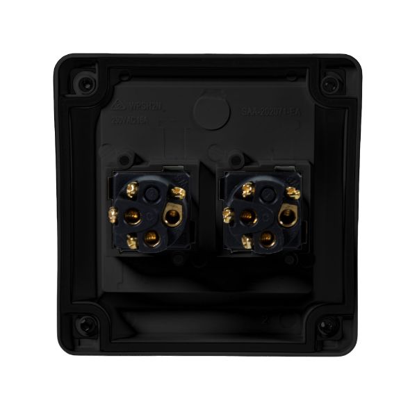 Picture of 2 Gang Weatherproof Black Switch 15A IP65 Grey Heavy Duty Industrial Grade Virgin