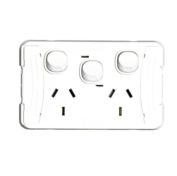 Picture of Sleek 10A Double Power Point w/ Extra 16A Switch. Removable Cover