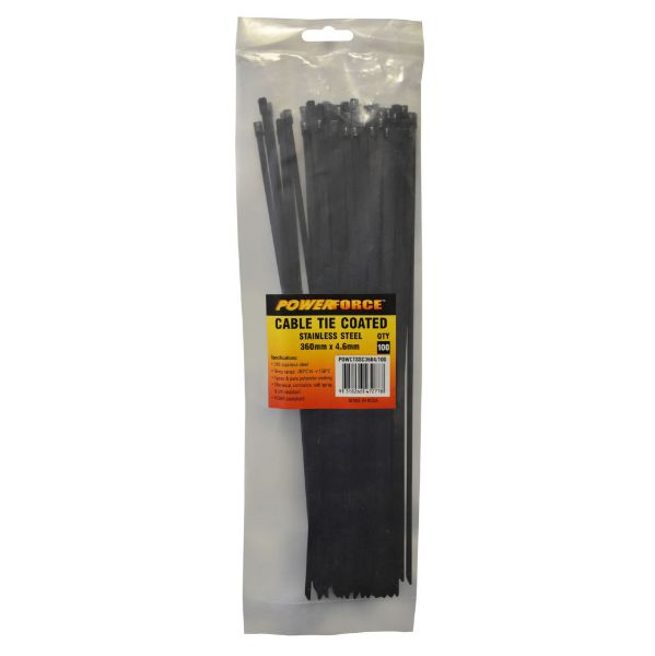 Picture of 4.6 x 360mm 316L Stainless Steel Cable Ties Pack of 100 667N/68kgs Tensile Strength