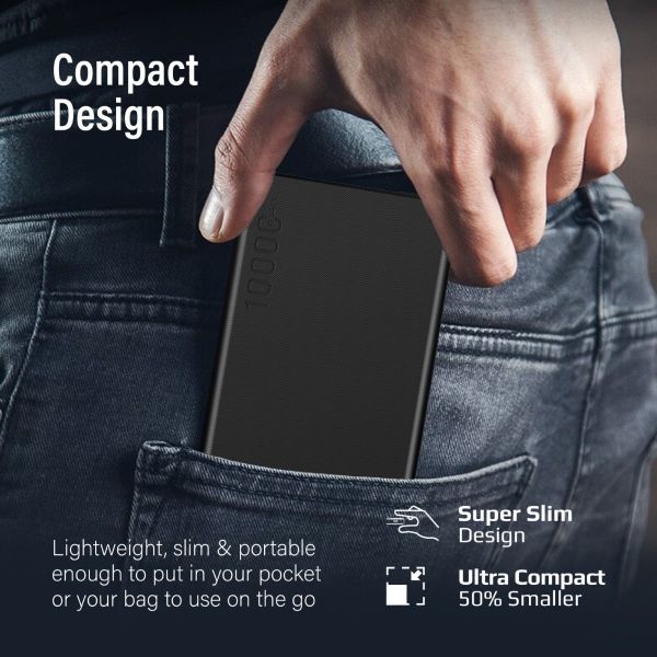 Picture of 10000mAh Power Bank with SmartLED Display & Super Slim Design. Includes 2x USB-A & 1x