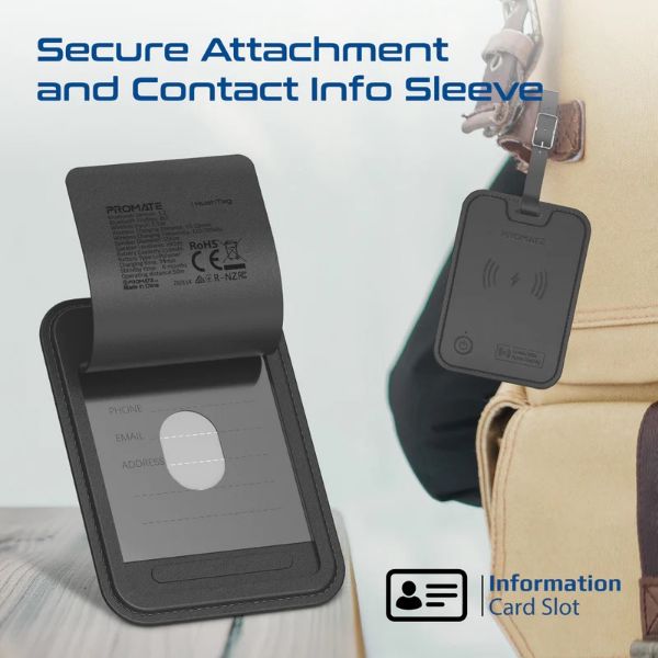 Picture of Anti-Loss Slim Leather Luggage Tag with Smart Trackin Wireless Rechargeable Battery