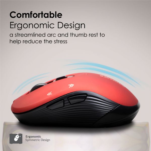 Picture of Ergonomic Optical Tracking Wireless Mouse with Quick Forward/Back Buttons 10m