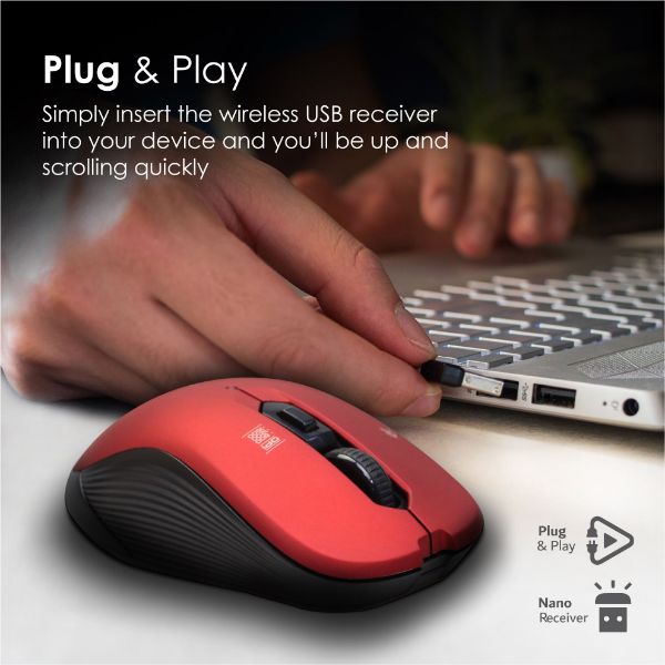 Picture of Ergonomic Optical Tracking Wireless Mouse with Quick Forward/Back Buttons 10m