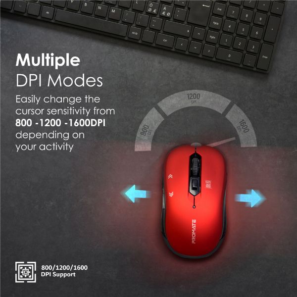 Picture of Ergonomic Optical Tracking Wireless Mouse with Quick Forward/Back Buttons 10m