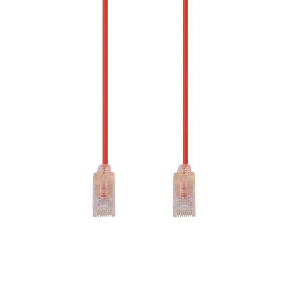 Picture of 0.15m Cat6A 10G Red UTP Patch Lead 30AWG 8023af Unshielded Plug.