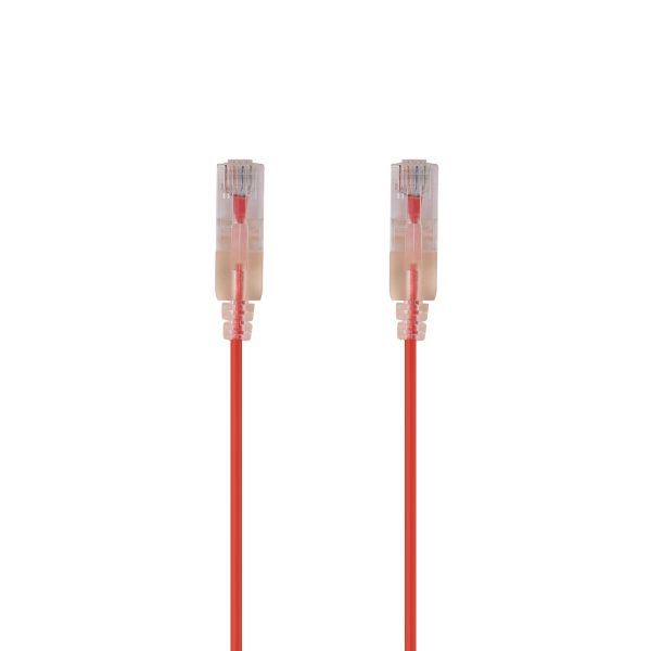 Picture of 0.15m Cat6A 10G Red UTP Patch Lead 30AWG 8023af Unshielded Plug.