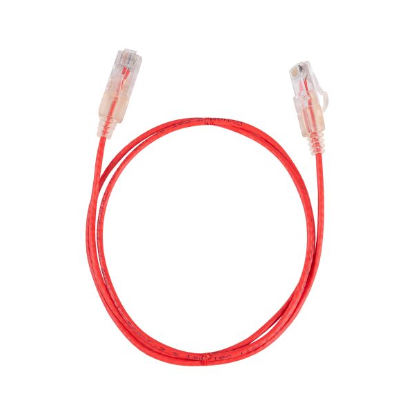 Picture of 0.15m Cat6A 10G Red UTP Patch Lead 30AWG 8023af Unshielded Plug.