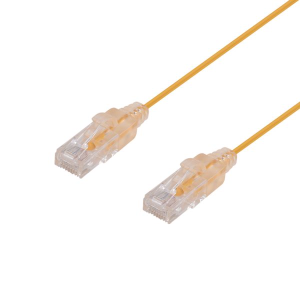 Picture of 0.15m Cat6A 10G Yellow UTP Patch Lead 30AWG 8023af Unshielded Plug.