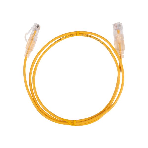 Picture of 0.15m Cat6A 10G Yellow UTP Patch Lead 30AWG 8023af Unshielded Plug.