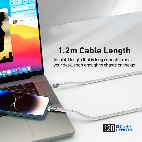 Picture of 1.2m USB-C to Lightning Cable w/ Transparent Connectors & LED White