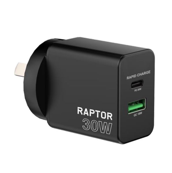 Picture of Raptor 30W GaN Charger USBA/C Charging Ports
