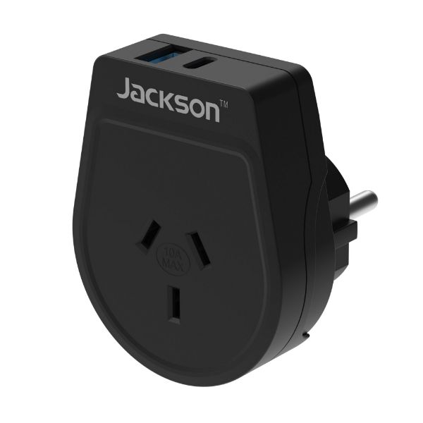 Picture of Outbound 20W PD Travel Adapter USB-A/C Ports NZ/AUS Plugs for use in Europe Bali and more